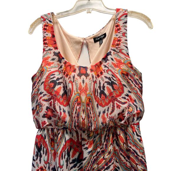 Love Reign Geometric Print Maxi Dress Size M Scoop Neck Sleeveless Front Slit - Picture 2 of 15